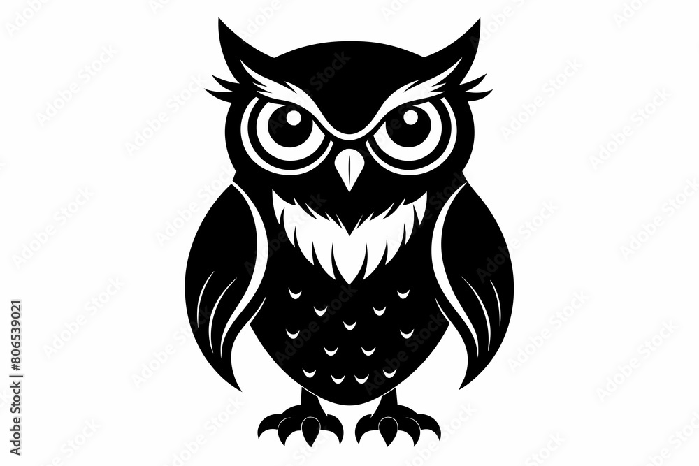 Owl silhouette on white background, Vector illustration, icon, svg, characters, Holiday t shirt, Hand drawn trendy Vector illustration, illustration of a seagull