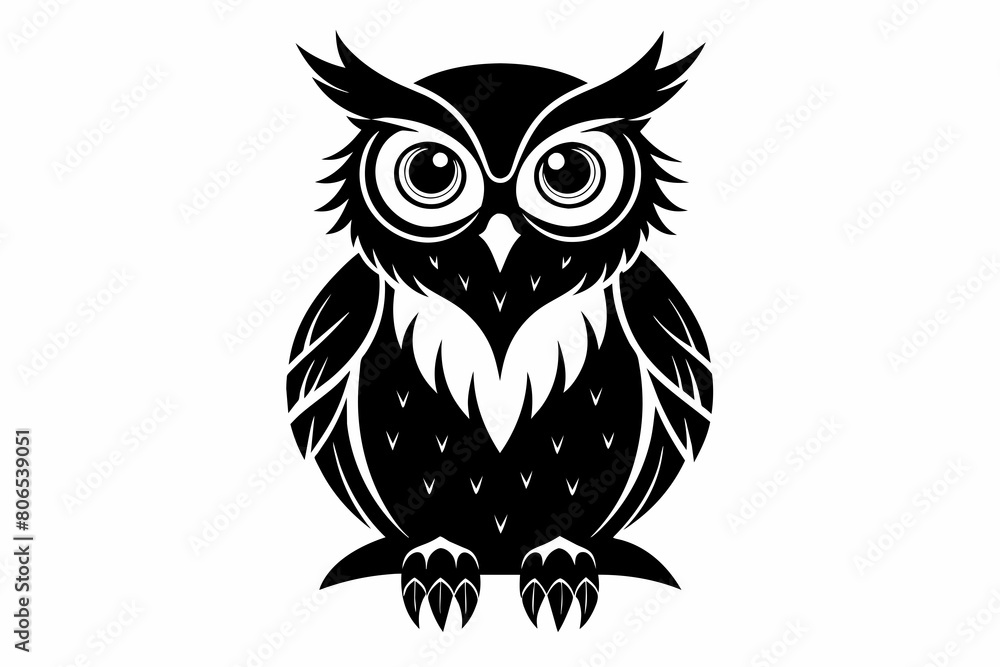 Owl silhouette on white background, Vector illustration, icon, svg, characters, Holiday t shirt, Hand drawn trendy Vector illustration, illustration of a seagull Owl silhouette on white background, Vector illustration, icon, svg, characters, Holiday t shirt, Hand drawn trendy Vector illustration, illustration of a seagull