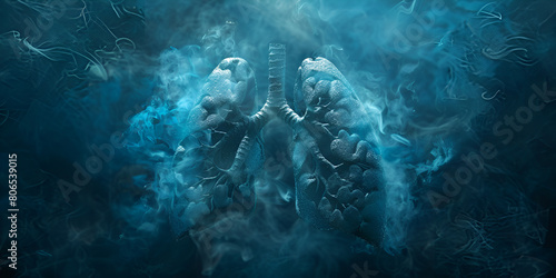 Picture showing lungs covered in smoke photo