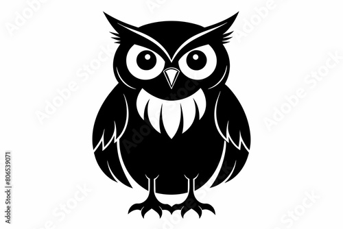 Owl silhouette on white background, Vector illustration, icon, svg, characters, Holiday t shirt, Hand drawn trendy Vector illustration, illustration of a seagull © SK kobita