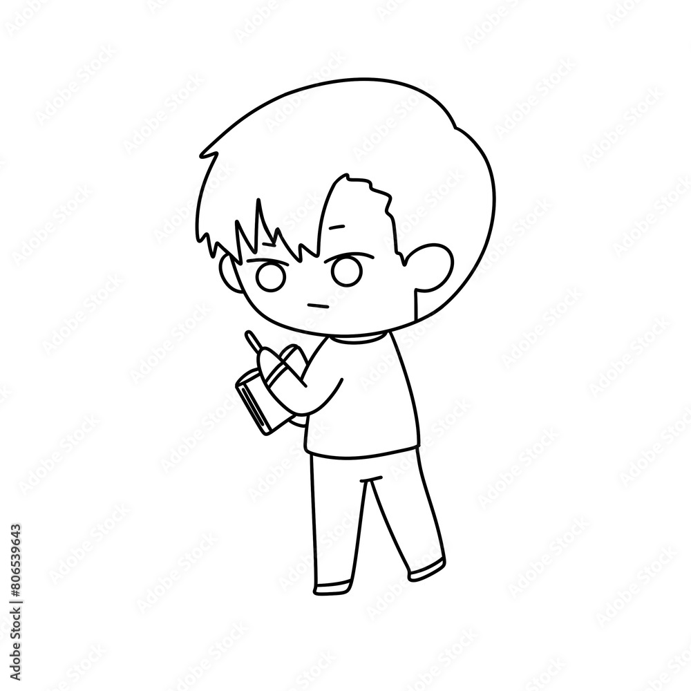 A boy is holding a cell phone and looking at it A boy is holding a cell phone and looking at it