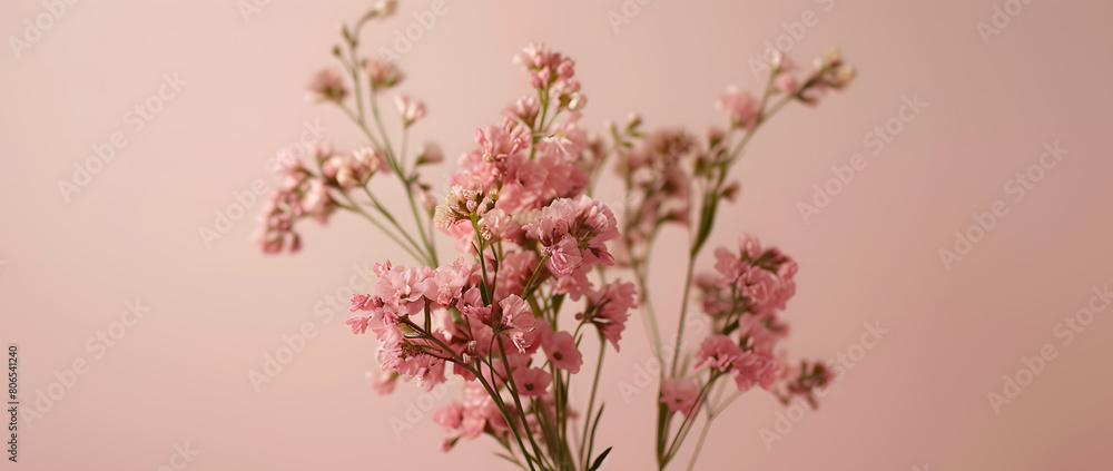 Assorted Blooms Against Pastel Pink Backdrop