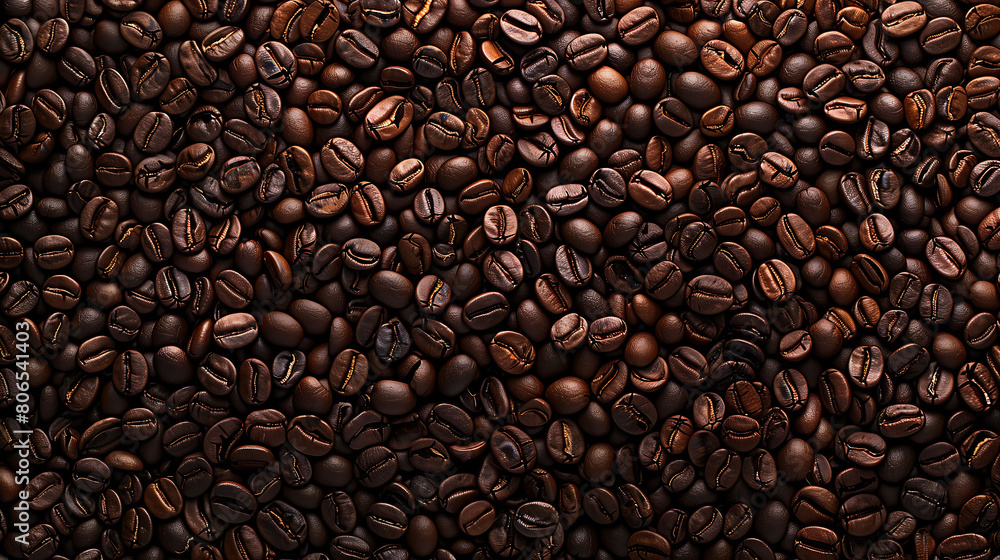 Naklejka premium coffee beans background, Fresh coffee beans banner, texture pattern, roasted coffee product background