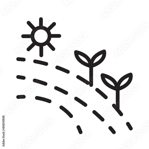 Farm Plant Sun Line Icon
