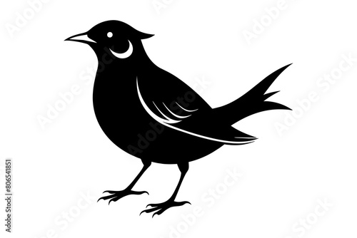 Lark silhouette on white background, Vector illustration, bird, icon, svg, characters, Holiday t shirt, Hand drawn trendy Vector illustration, crow on a white © SK kobita