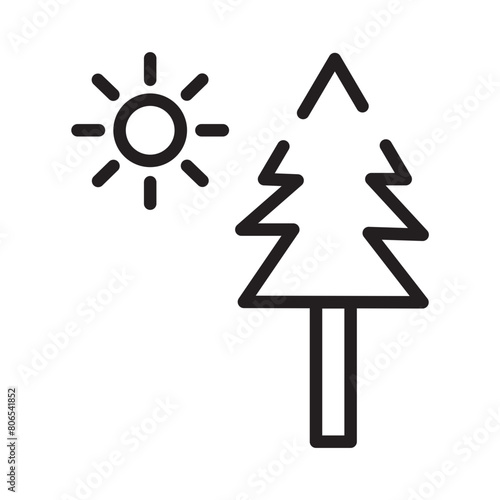 Forest Sun Tree Line Icon