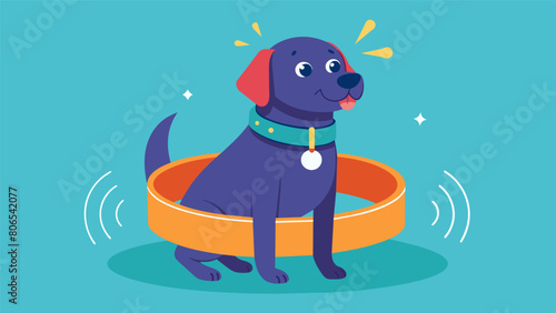An intelligent collar that detects and alerts you to abnormal behaviors such as overeating or pacing helping you to make necessary adjustments to. Vector illustration