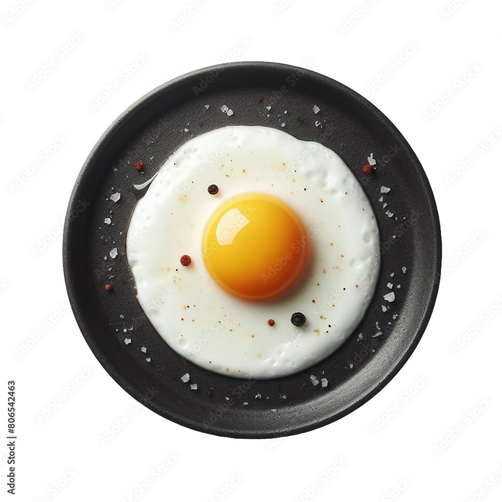 Fried egg isolated on white background, top view. PNG Fried egg isolated on white background, top view. PNG
