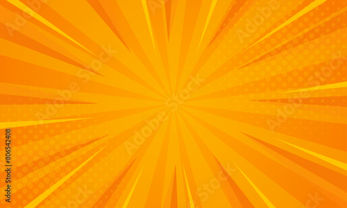 Bright orange-yellow gradient abstract background. Orange comic sunburst effect background with halftone. Suitable for templates, sales banners, events, ads, web, and pages