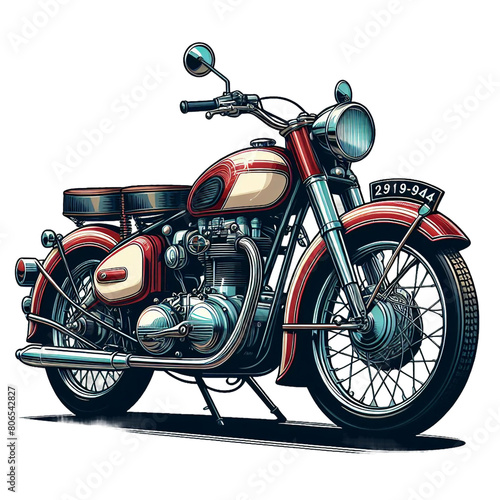 vintage motorcycle on a transparent background