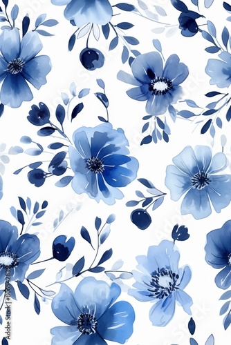 Seamless summer pattern with watercolor flowers 