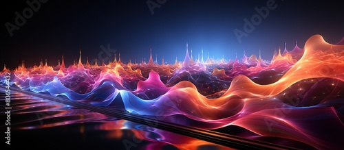 abstract panoramic background neon light laser. multicolor background
