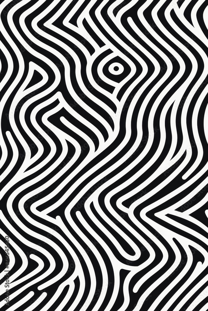 Seamless pattern with twisted lines, vector linear tiling background, stripy weaving, optical maze, twisted stripes