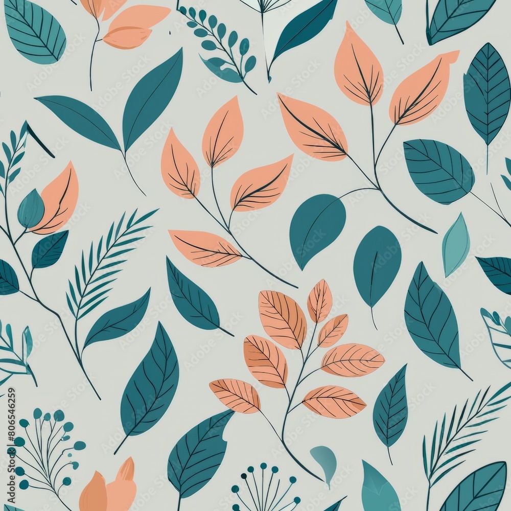 Seamless pattern of botanical illustrations featuring leaves, branches, and blossoms, drawn in fine detail with pen and ink for a timeless and elegant wrapping paper, Generative AI Seamless pattern of botanical illustrations featuring leaves, branches, and blossoms, drawn in fine detail with pen and ink for a timeless and elegant wrapping paper, Generative AI