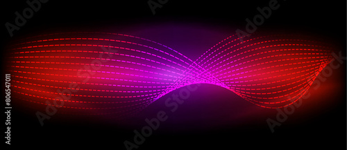 A mesmerizing combination of red and purple waves on a black background resembling a vibrant sky at dawn  enhanced by automotive lighting effects and lens flares creating a stunning visual spectacle