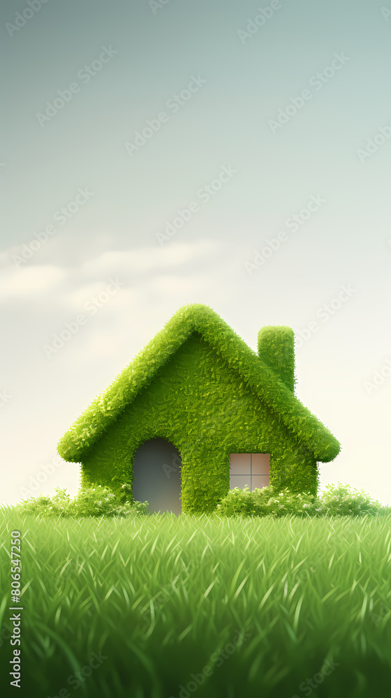 A house made of grass, environmentally friendly and sustainable building concept A house made of grass, environmentally friendly and sustainable building concept