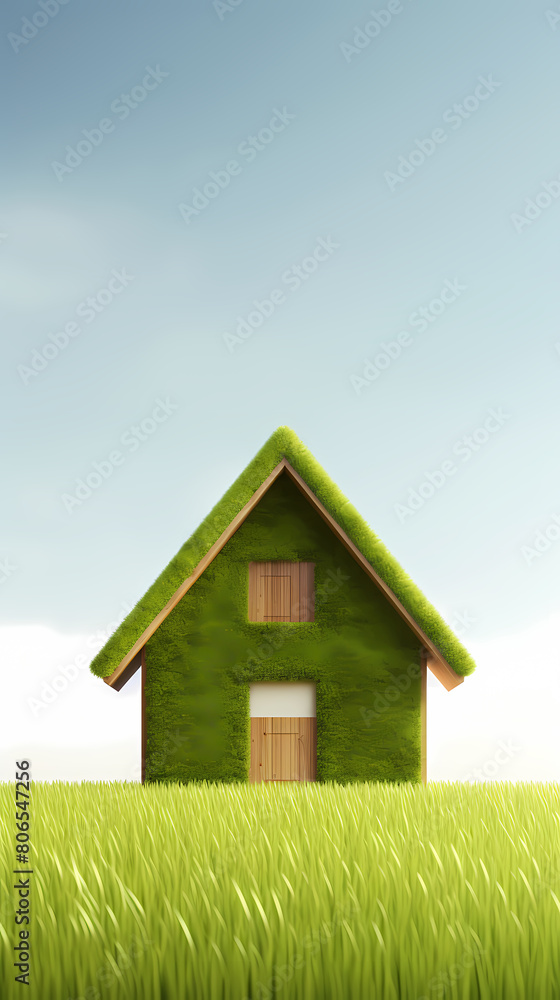 A house made of grass, environmentally friendly and sustainable building concept A house made of grass, environmentally friendly and sustainable building concept