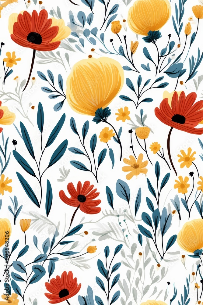 Seamless pattern with flowers and leaves Seamless pattern with flowers and leaves