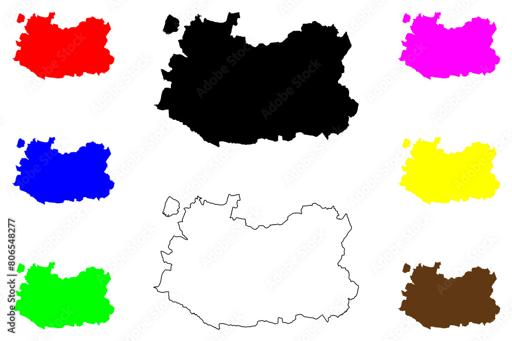 Naklejka premium Province of Ciudad Real (Kingdom of Spain, Autonomous Community Castilla–La Mancha or Castile La Mancha) map vector illustration, scribble sketch Ciudad Real map