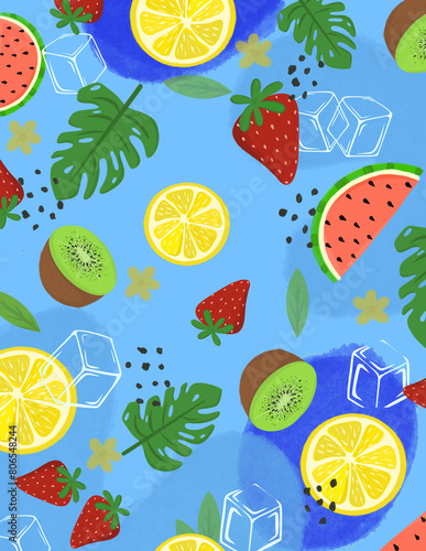 seamless pattern with fruits