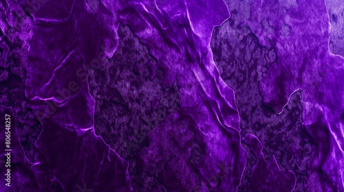 A panoramic view of a crushed velvet texture in royal purple  the deep color and unique texture creating a background that is both visually rich and sensuously appealing. 