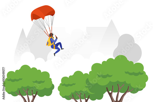 Man parachuting down