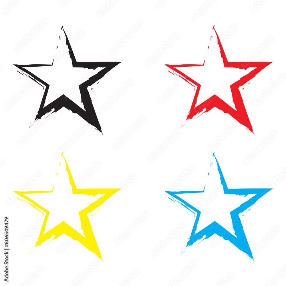 A set of grunge stars - frames in black. Vector elements for design design. Universal symbols and elements in eps 10.