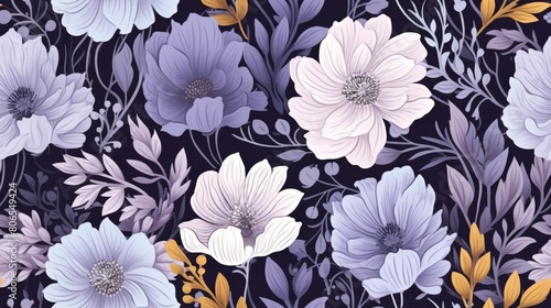 Seamless pattern with flowers and leaves