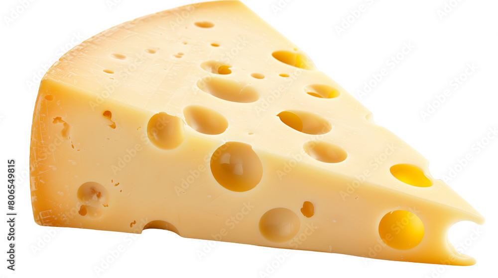 Swiss cheese wedge on a transparent background. Generative AI Swiss cheese wedge on a transparent background. Generative AI