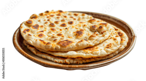 Paratha on plate isolated on white background