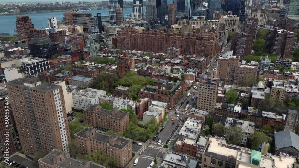 Tilt up new york skyline aerial Tilt up new york skyline aerial