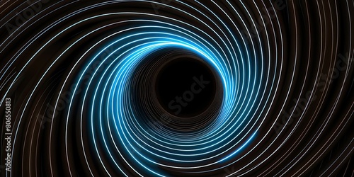 Abstract glowing circle lines on dark brown background. Geometric stripe line art design. Modern shiny blue lines. Futuristic technology concept