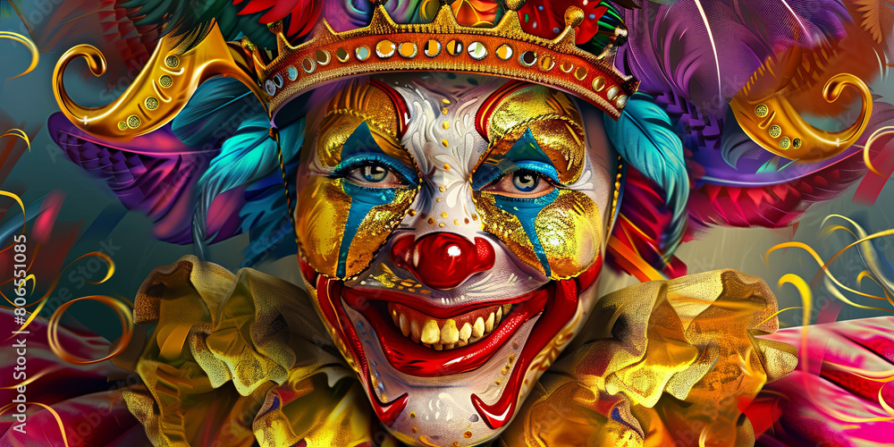 beautiful colorful carnival clown, generative AI beautiful colorful carnival clown, generative AI
