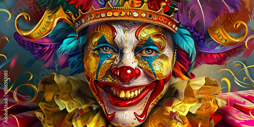 beautiful colorful carnival clown, generative AI