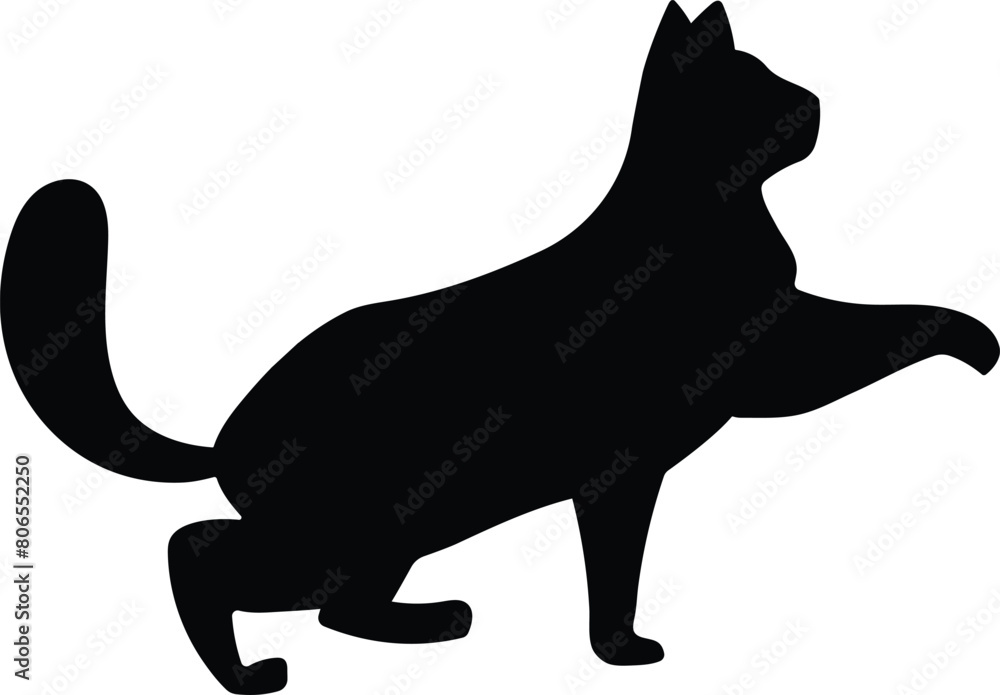  Silhouette, black cat mascot walking