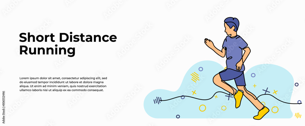 Vector illustration of jogging. Modern flat in continuous line style. Vector illustration of jogging. Modern flat in continuous line style.