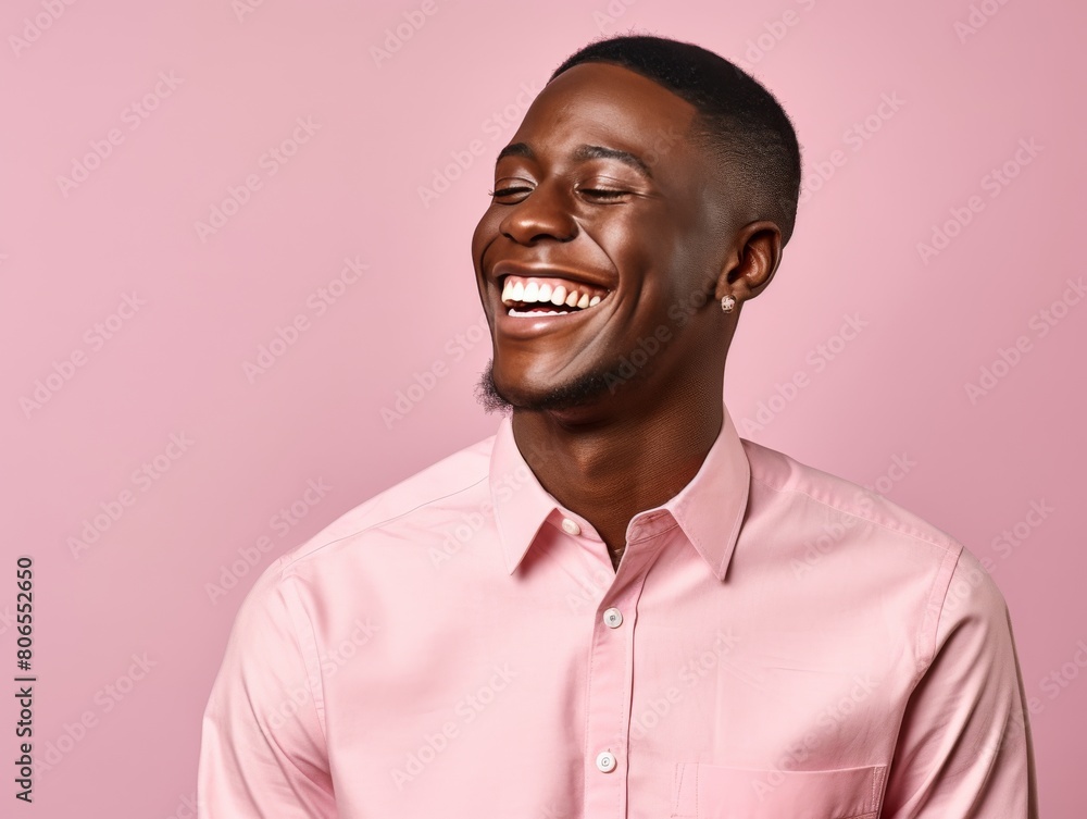 A smiling man in a white shirt is sitting on a blue background A smiling man in a white shirt is sitting on a blue background