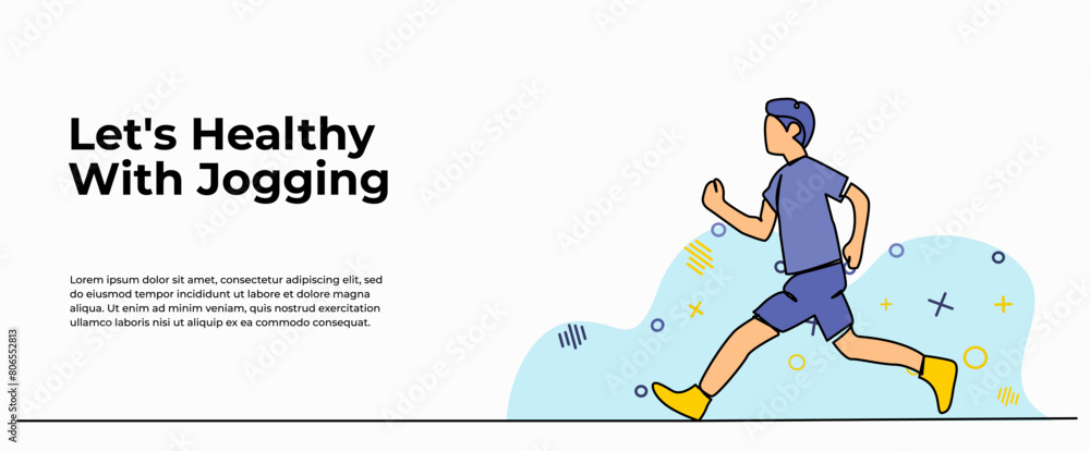 Vector illustration of young men jogging. Modern flat in continuous line style. Vector illustration of young men jogging. Modern flat in continuous line style.