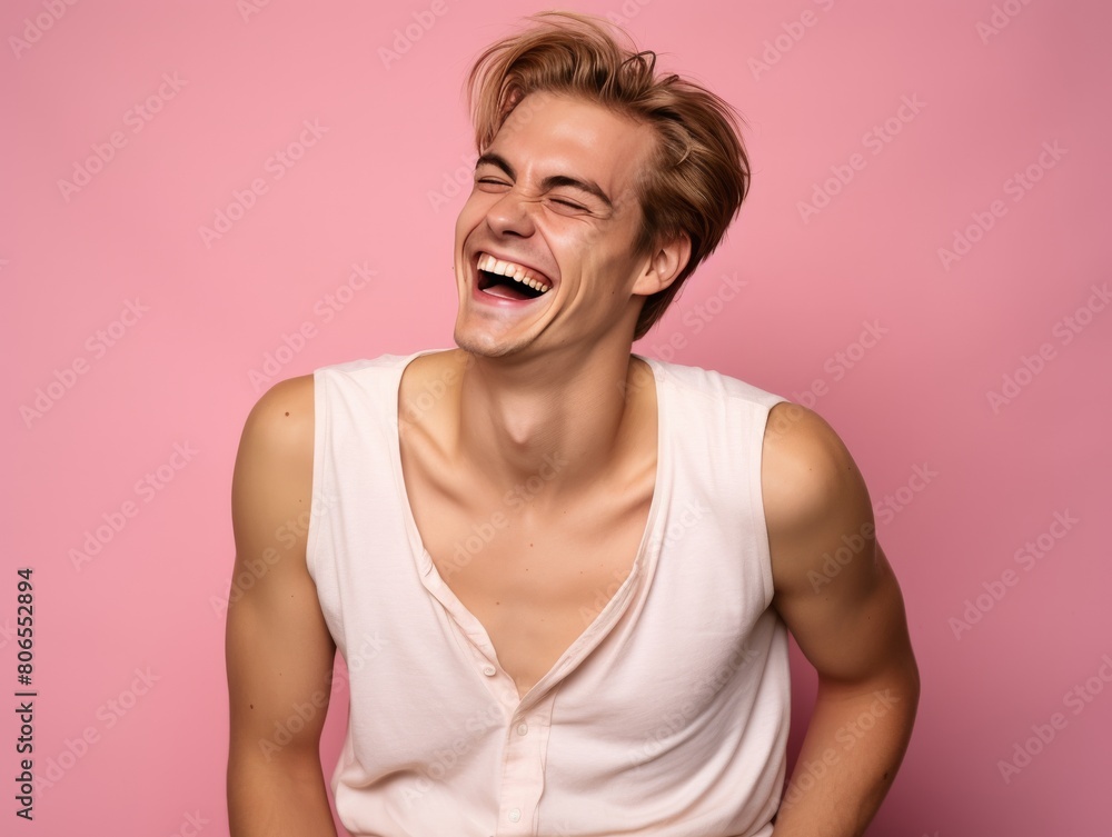 A man with is smiling and laughing A man with is smiling and laughing