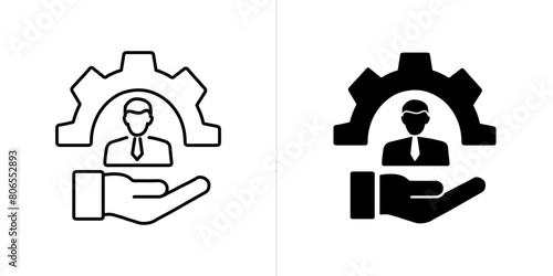 Business Management editable stroke and solid web icon set. Vector illustration