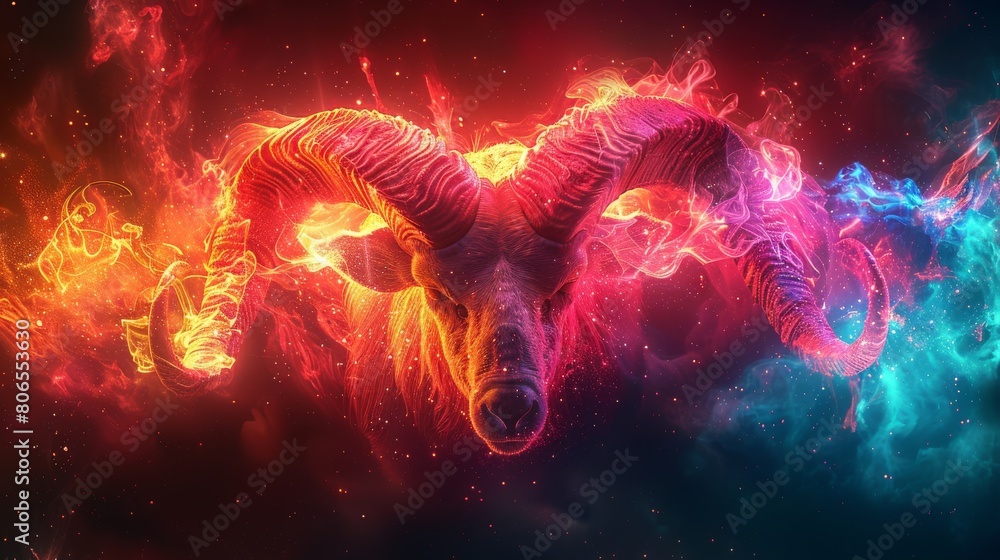 Aries constellation in abstract form against a brilliant starry sky Aries constellation in abstract form against a brilliant starry sky
