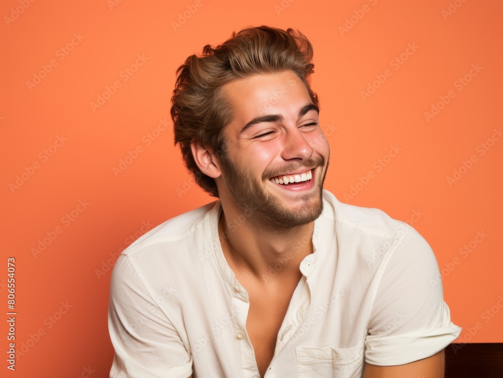 A man with is smiling and laughing A man with is smiling and laughing