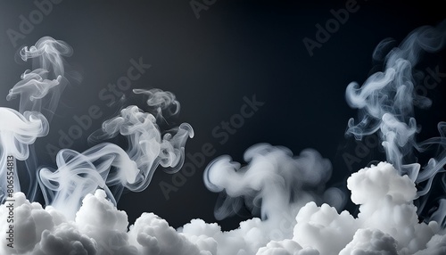 ai generative of thick and thin white smoke with dark background photo