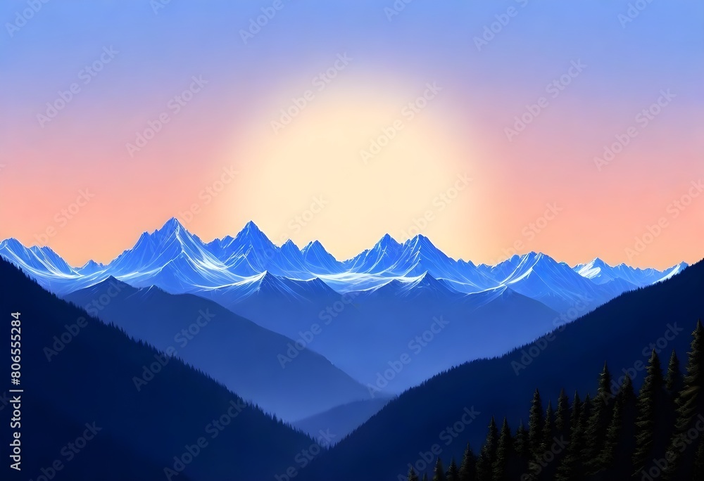 fantasy Serene mountain range at sunset majestic p (8)