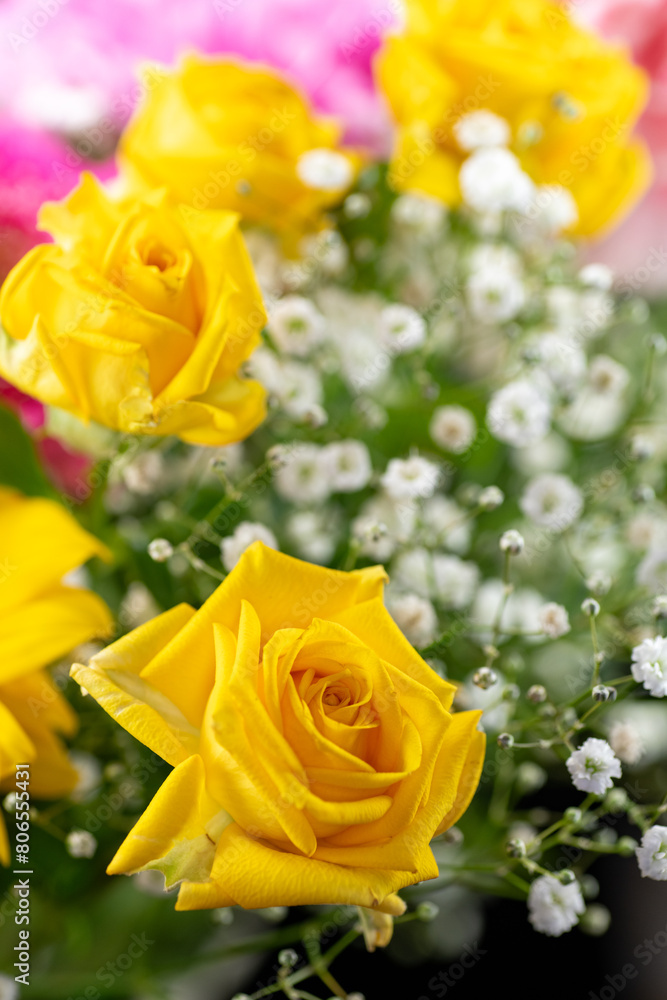 Yellow rose in a bouquet
