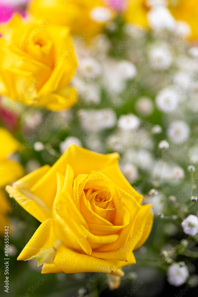 Yellow rose in a bouquet