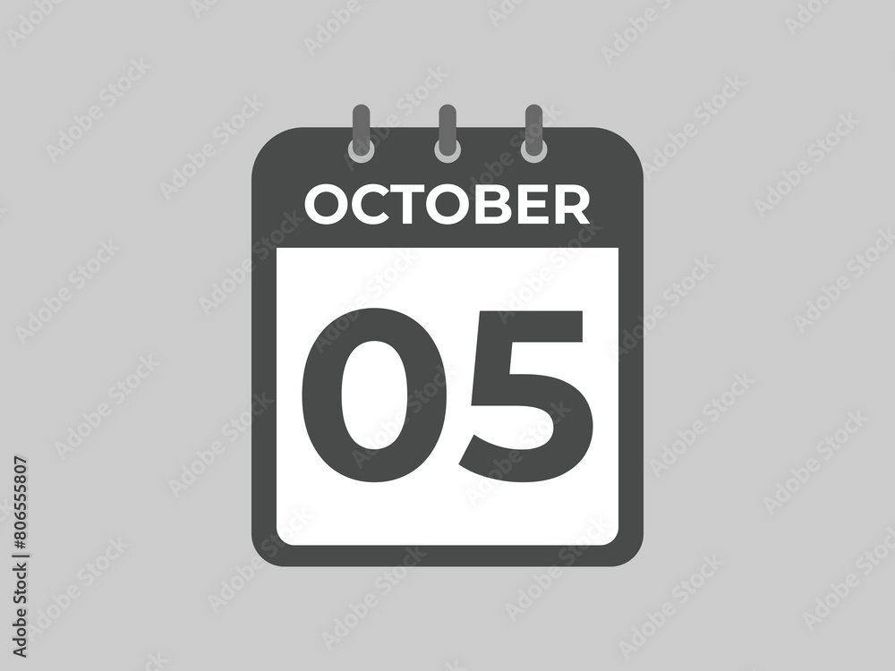 October 5 calendar reminder. 5 October daily calendar icon template. Calendar 5 October icon Design template. Vector illustration
October 5 calendar reminder. 5 October daily calendar icon template. Calendar 5 October icon Design template. Vector illustration