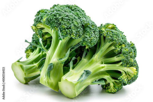 A head of fresh green broccoli with tight florets and a sturdy stem