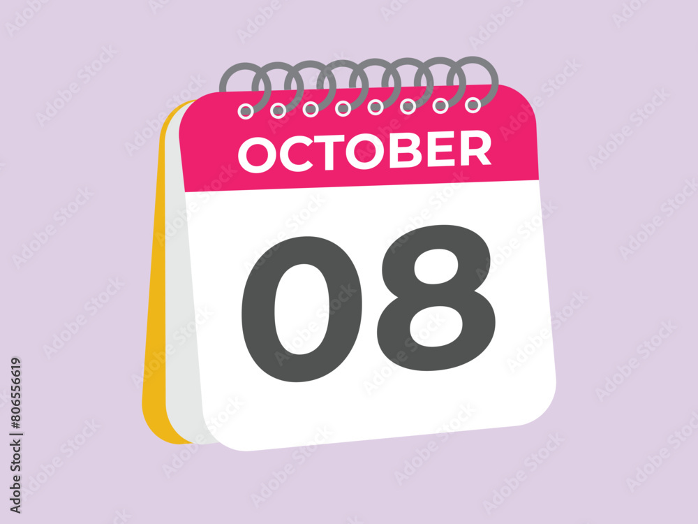 October 8 calendar reminder. 8 October daily calendar icon template. Calendar 8 October icon Design template. Vector illustration
October 8 calendar reminder. 8 October daily calendar icon template. Calendar 8 October icon Design template. Vector illustration