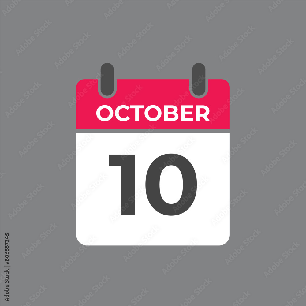 October 10 calendar reminder. 10 October daily calendar icon template. Calendar 10 October icon Design template. Vector illustration
October 10 calendar reminder. 10 October daily calendar icon template. Calendar 10 October icon Design template. Vector illustration